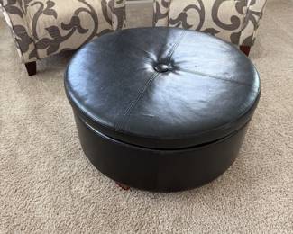 Large Round Button-Top Storage Ottoman 