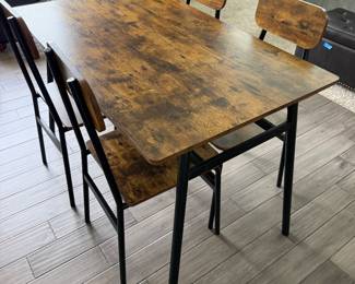 5 Piece Metal and Wood Dining Table Set