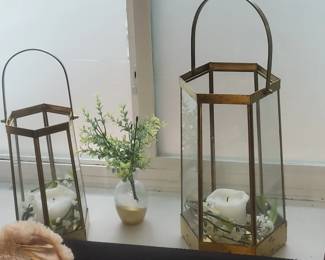 hexagonal brass candle lanterns