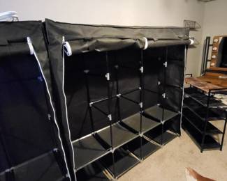 Portable black fabric wardrobe