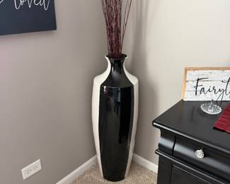 two-tone black and white floor vase