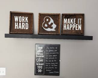 wall art displays motivational quotes focused on productivity and passion