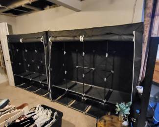 Portable black fabric wardrobe