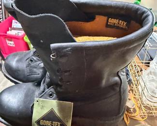 Intermediate Cold Weather (ICW) Leather Boots, a standard U.S. Army issue for soldiers in cold and wet environments. They feature a GORE-TEX lining that provides a waterproof and breathable barrier