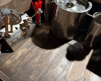 ice bucket with a lid & other bar items