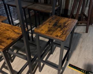 industrial style rustic brown and black bar table & stools