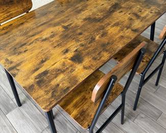 Kitchen Table with 4 Chairs, 5 Piece Dining Table Set with Metal Frame