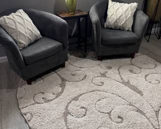modern grey upholstered barrel accent chairs