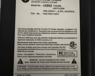 Vizio 26-inch TV