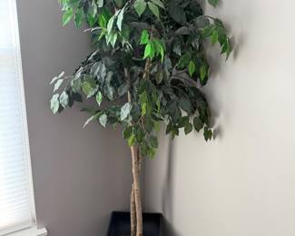 Artificial Ficus Tree - Faux Indoor Tree with Black Tall Planter