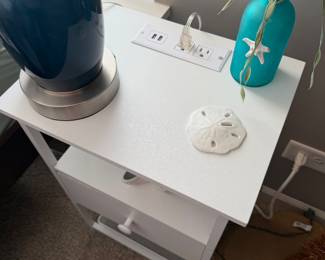 3- tier white Nightstand with Charging Station 