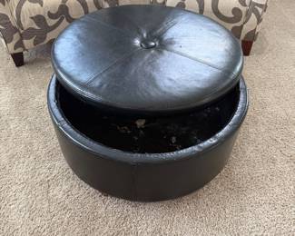 Large Round Button-Top Storage Ottoman 