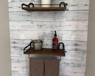 Rustic Wood Wall Storage Shelves Organizer for Kitchens or Bathrooms