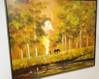 Huge oil Painting by Adams lone horse