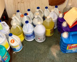 Bleach, floor cleaner, more laundry soap