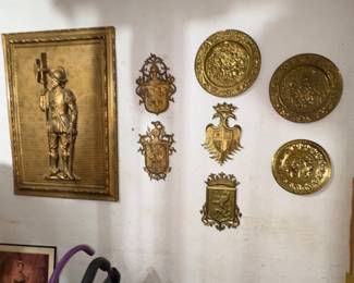 Syroco Knights wall decor, brass embossed plates