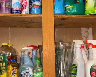 Cleaning supplies, laundry soap, pine cleaner