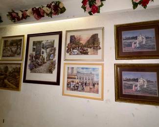 Variety of framed prints