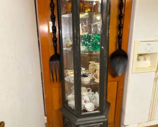 Tall Cabinet, Carved Spoon and fork wall decoration 