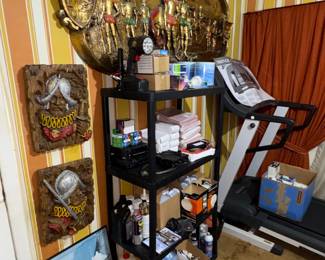 Vintage Universal Statuary Conquistador Wall Plaques 1968 And large one, Finesse Originals Wall Art Antique Vintage&nbsp;Spanish Conquistadors Mid Century, lightbulbs,  cleaning stuff