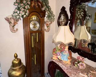 Grandfather Clock, Large Gold Asian Vase