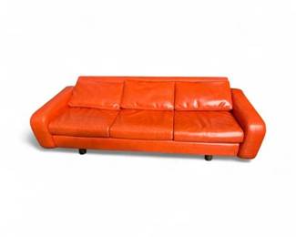 Lot 441 MidCentury Modern Vibrant Orange Sofa in the Style of Saporiti Italia