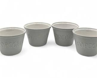 Lot 943 Set Of Four White Ceramic Popcorn Bowls From Crate Barrel