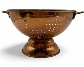 Lot 629 VintageStyle Copper Colander With Brass Handles And Footed Base