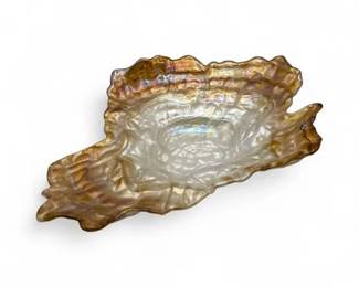 Lot 907 Vintage Art Glass Iridescent OysterShaped BowlPlatter