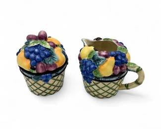 Lot 667 Vintage Ceramic Mikasa Garden Harvest Sugar Bowl and Creamer