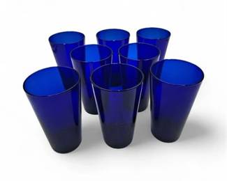 Lot 497 Set Of 6 Libbey Flare Cobalt Blue Cooler Glasses