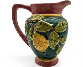 Lot 611 Vintage Portugal Earthenware Lemon Motif Pitcher For Bloomingdales