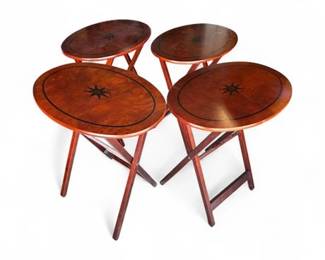 Lot 494 Four Folding Wooden TV Tray Tables By The Bombay Company