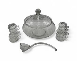 Lot 499 VintageStyle Glass Punch BowlBeverage Service Set