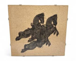 Lot 904 Vintage Thai Temple Rubbing Featuring Three Horses