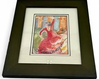 Lot 624 Framed Watercolor Painting Of A Flamenco Dancer