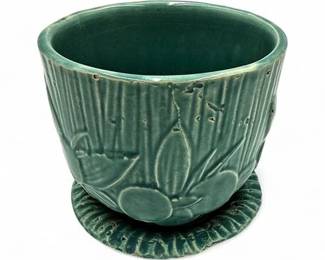 Lot 670 Vintage McCoy Pottery Flower Pot Planter In Sand Dollar Pattern
