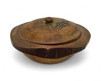 Lot 669 Decorative Lidded Wooden Bowl Or Treenware