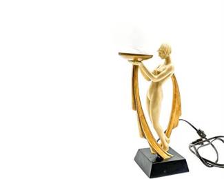 Lot 401 Art Deco Style Lighted SculptureTable Lamp