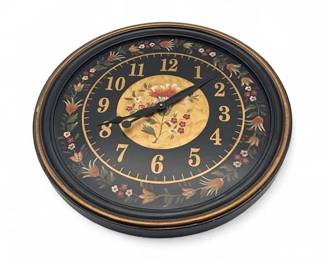 Lot 449 Decorative Wall Clock With HandPainted Flowers