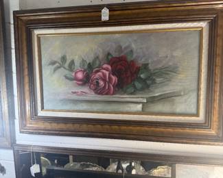 beautiful framed floral oil