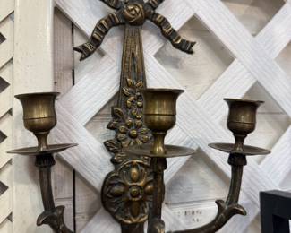 Vintage brass bow wall sconce