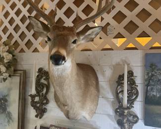 deer mount, Homco wall sconces
