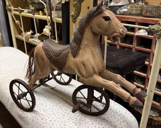 antique wooden horse tricycle