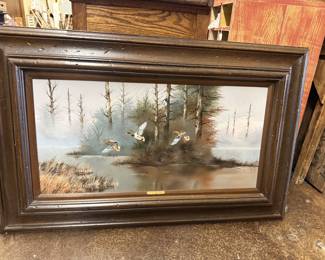 Gorgeous, large signed duck oil painting