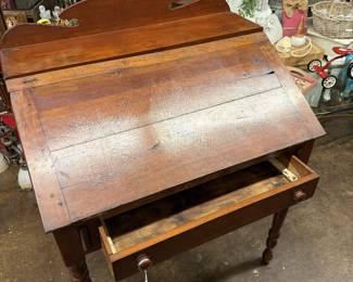 Antique slant top writing desk or schoolmaster's desk