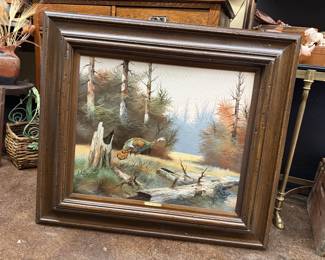 beautifully detailed turkey framed and signed oil