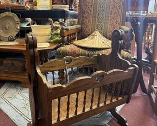 vintage handmade wooden cradle