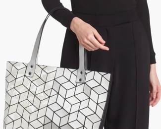 Patrizia Luca Milano Slanted Square Geometric Tote 3D Mosaic Purple Lining NWOT
