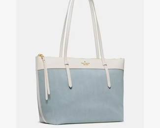 Kate Spade Denim and White Leather Tote